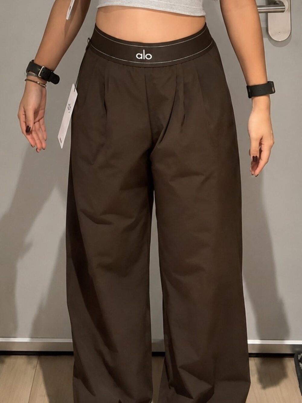 NWT Alo Yoga Suit Up Pants🤎 Espresso High Rise Wide Leg Athleisure (30" Inseam)